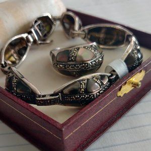 Vintage Sterling Silver and Marcasite Set